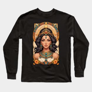 Cleopatra Queen of Egypt retro vintage floral design Long Sleeve T-Shirt